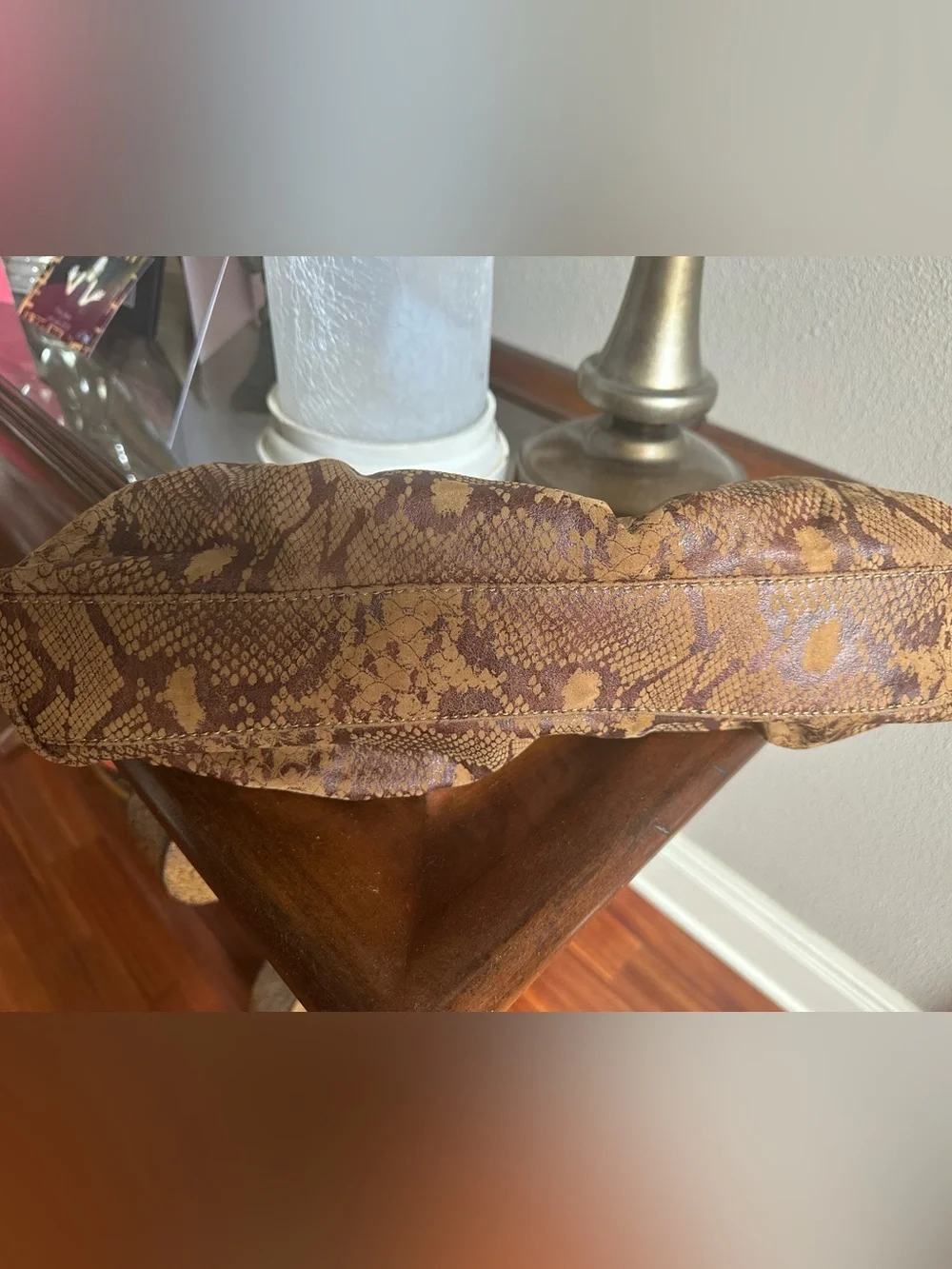 Nila Anthony Brown and Gold Snake-Print Decorative Bolster Pillow